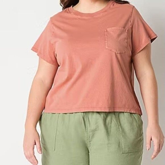 NWT Women's a.n.a. Short Sleeve Pocket Tee Size 2X Desert Sand - Picture 1 of 5